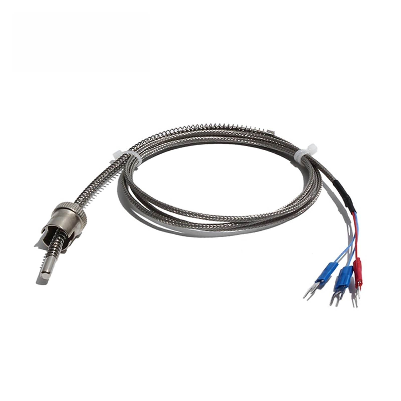 Resorte de compresión ajustable con clip PT100 con cabeza roscada fija, cable blindado de metal de 3/4/5 m(Lead L 5m)