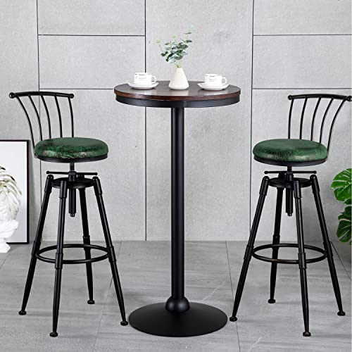 Msmv Bar Chair(Set Of 2) Vintage Industrial Bar Stool-Farmhouse Swivel Bar Stool-Swivel Kitchen Island Dining Chair-Kitchen Counter Height Adjustable Pipe Stool-Cast Steel Stool（Green） #TOP3