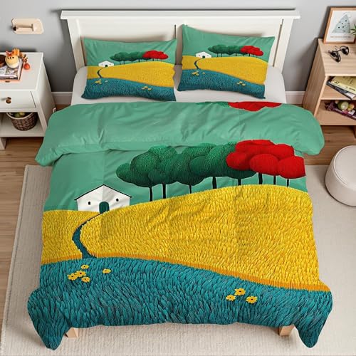 Parure de lit 3 pièces avec fermeture éclair ensemble housse de couette microfibre douce - 3
