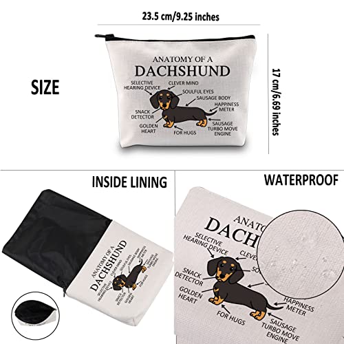 PYOUL Dachshund Lover Gift Anatomy of A Dachshund Makeup Bag Weenie Mama Cosmetic Bag Wiener Dog Owner Gift Dog Mom Zipper Travel Bag (A Dachshund B) - Image 3