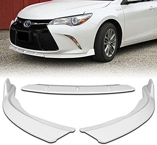 3PCS Front Bumper Body Kit Spoiler Lip Compatible with 2015-2017 Toyota Camry + 2PCS Side Skirt Splitters Diffuser Wing 31" x 4" x 3" (Painted White)