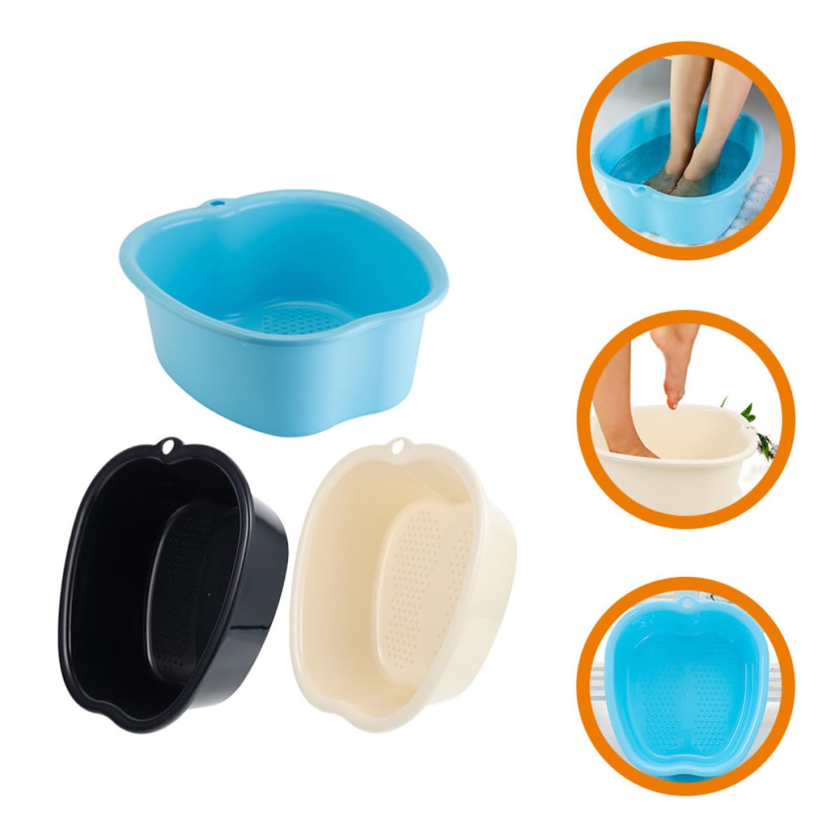 Ciieeo 3 Pezzi Vaschetta Pediluvio in Plastico Portatile per Uso Domestico, Facile da Trasportare, per Sauna e Sollievo Dalla Fatica ai Piedi