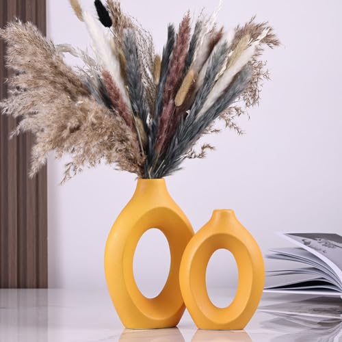 Vase en céramique jaune design creux moderne de qualité - 8