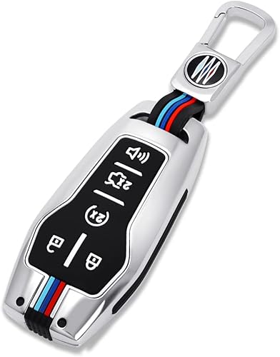 Funda para llavero Ford, carcasa de metal para coche, soporte inteligente para Explorer Mustang F150 Fusion Lincoln MKZ, plateado