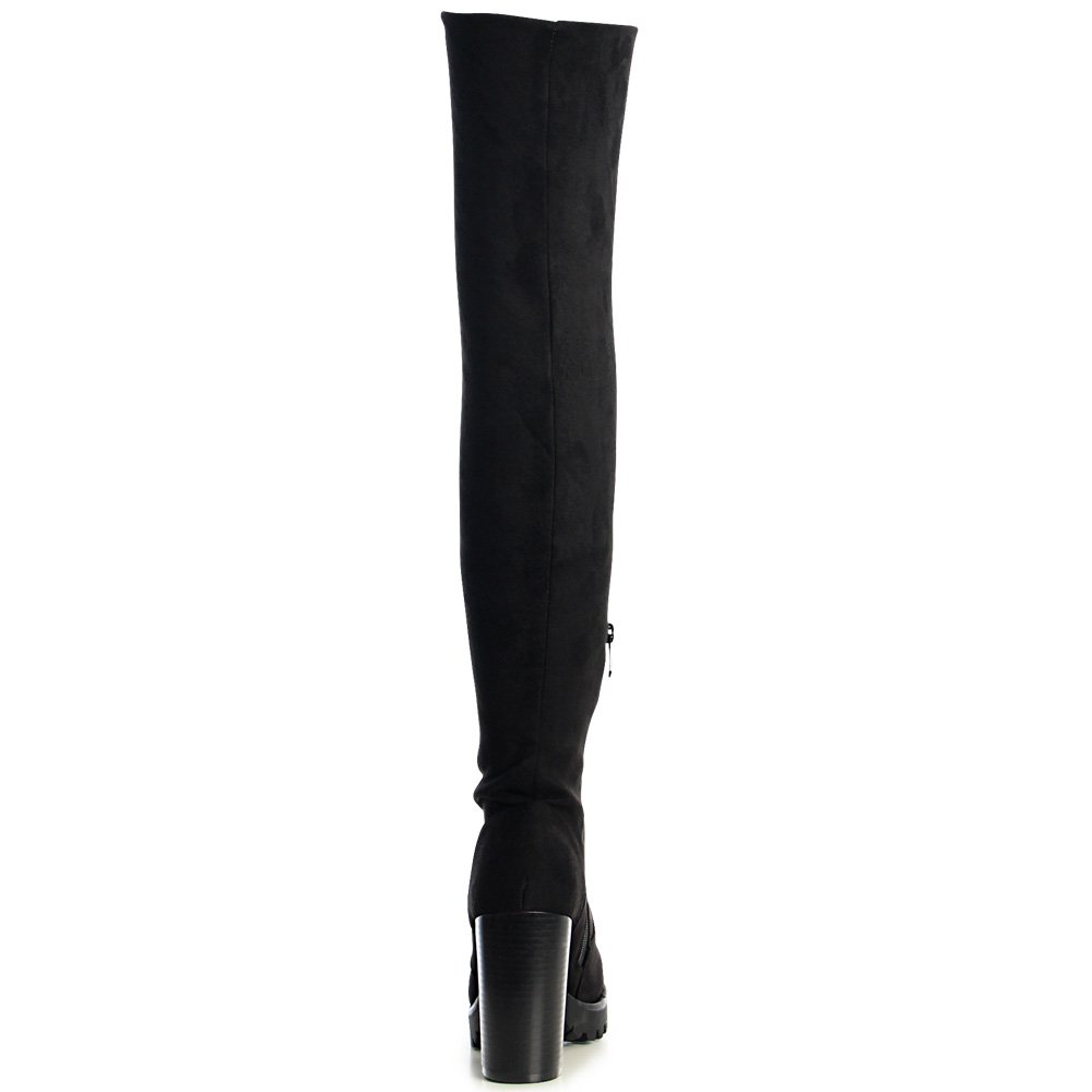 890 Damen Plateau Overknee Stiefel