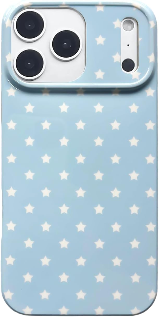 Cool Y2k Phone Case for iPhone 17 Pro, Blue White