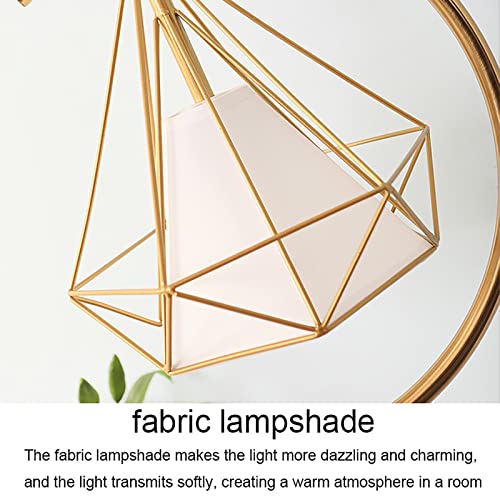 Lámpara de piso de diseño elegante con poste metálico y pantalla textil colgante 2