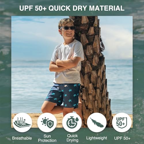 Image of Kanu Surf Boys' Terrapin Turtle Quick Dry Beach Board Shorts Swim Trunk