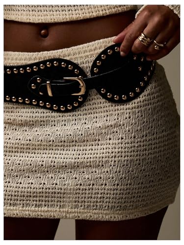 Floerns Women's Studded Wide Waist Belt Music Festival Rivet PU Belt for Dress3