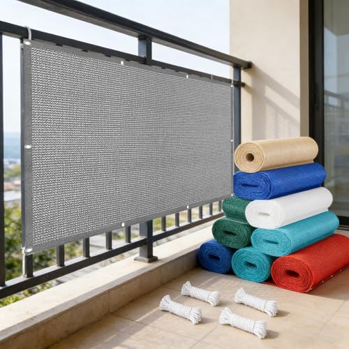 Cache brise balcon gris clair 140x270 cm pour d'agréables après-midi au patio - 2