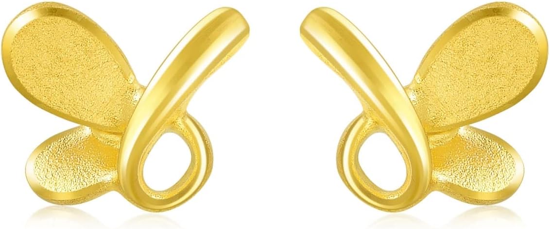 CHOW SANG SANG 999.9 24K Gold Essence Butterlfy Stud Earrings for Women 68732E