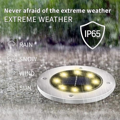 Image of INCX 6 Pack 4.6 Inch Solar Ground Lights Outdoor, Waterproof, Warm White