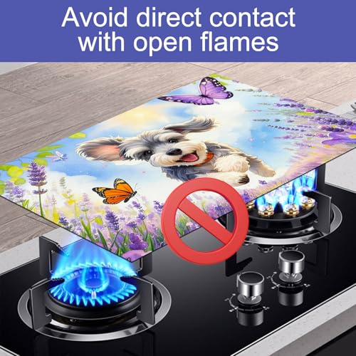 Image of HOMETITUTE Spring Stove Top Cover 28x20 Puppy Butterfly Heat Resistant