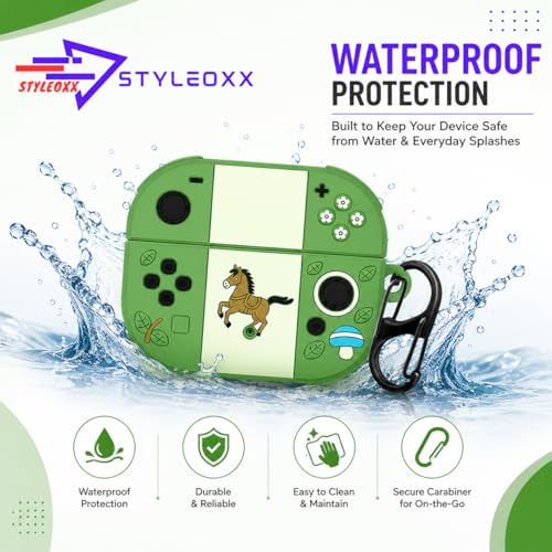 Image of Anvique Silicone Case Cover for Oneplus Nord Buds 4 Pro, Scratch Resistance, Shock Absorption, with Premium Carabiner (Horse Green S)