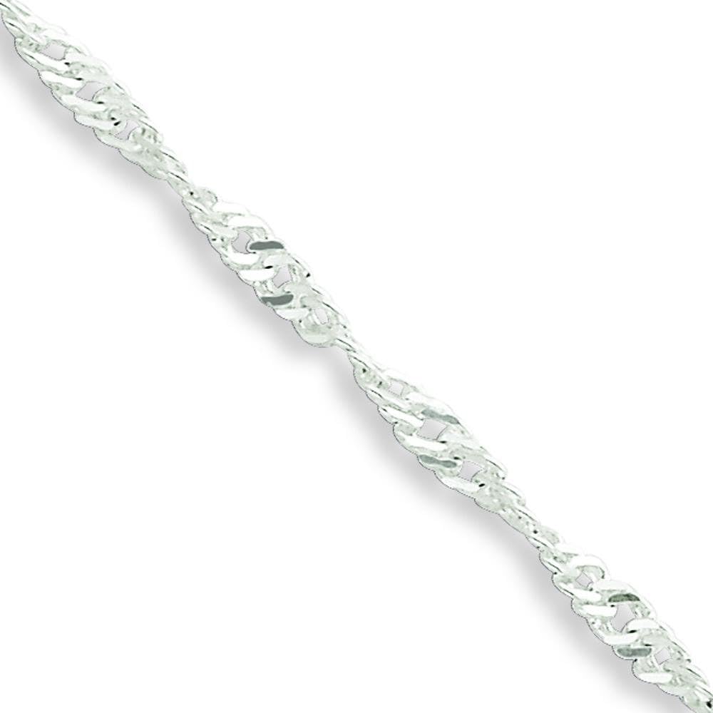 Sterling Silver 3mm Diamond Cut & Polished Anklet Chain Jewelry 9"