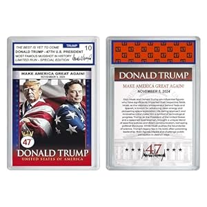 1pc 2024 47th US President Donald Trump with Elon Musk Trading Card Make America Great Again Victory Rating Card Collection Fans Gift
