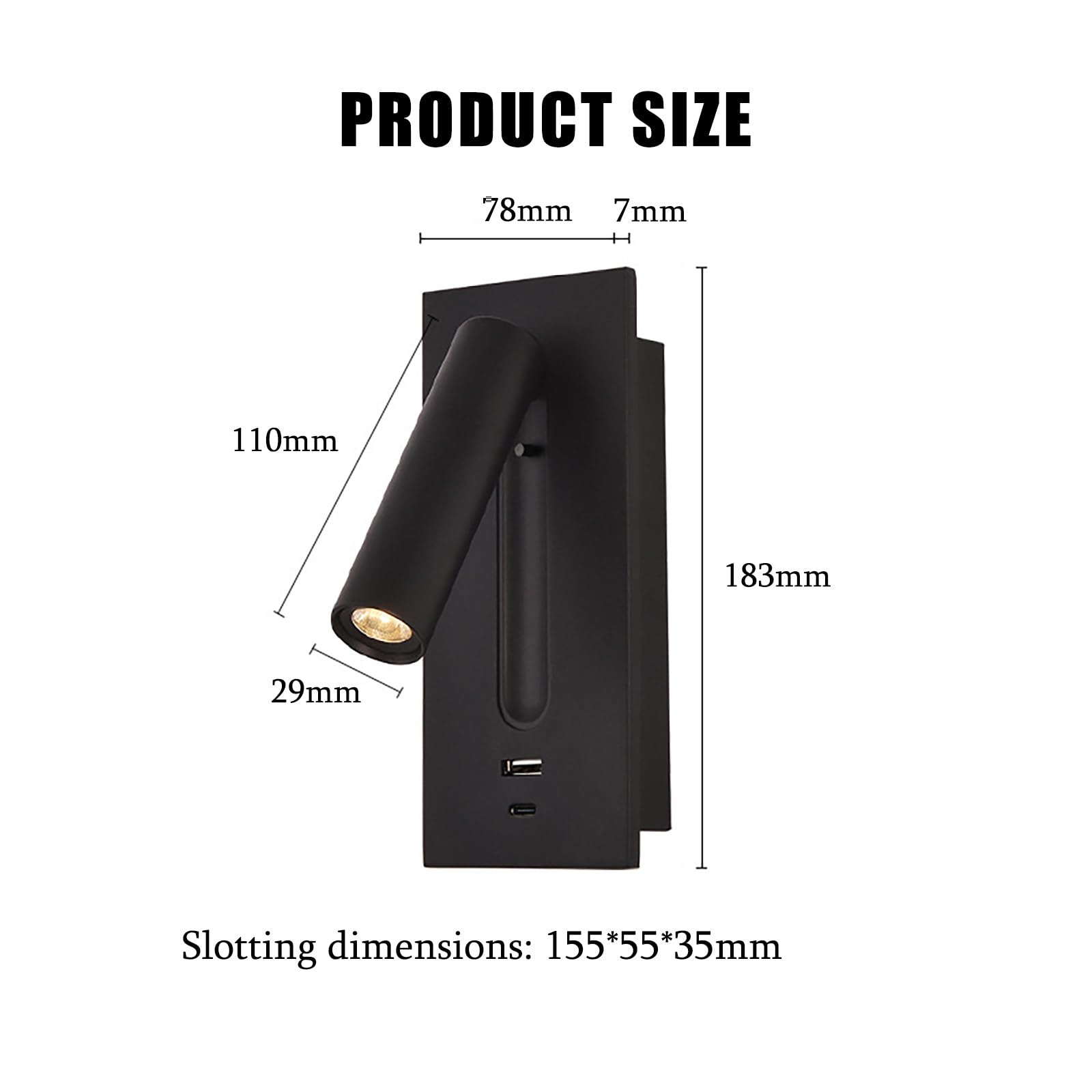 Aplique De Pared De Cama Moderno Integrado Ajustable Con Puerto Usb De 5v 2.1a, Luz De Lectura Led Montada En La Pared LáMpara De Lectura De Cabecera Blanca CáLida 3000k,Chrome-USB+type-c