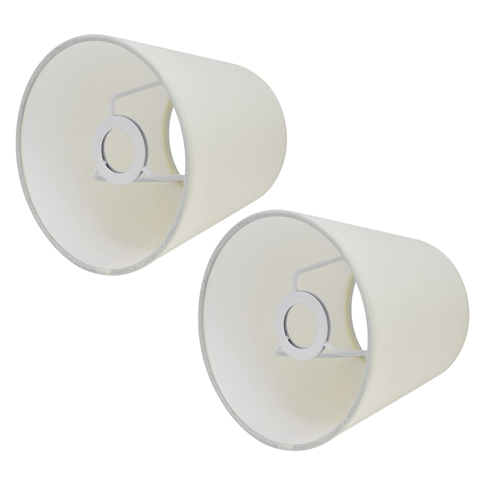 2 Pièces Petit Abat-Jour en Tissu, 11.2×15.2×14cm Abat-Jour pour Chambre à Coucher, Table de Chevet, Lustre, Applique Murale (Beige)