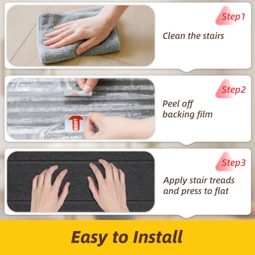 JSEI Stair Treads for Wooden Steps Indoor, 15-Pack, 30" x 8", Dark Grey by JSEI - Used condition - Image 8