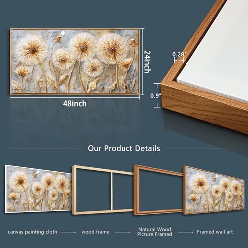 JUDASJART Large Wall Decor For Living Room Canvas Wall Art For Office Modern Wall Decorations For Bedroom Neutral Dandelion Floral Landscape Painting Farmhouse Pictures Artwork Room Home Decor 24x48 In by JUDASJART - Used condition - Image 8