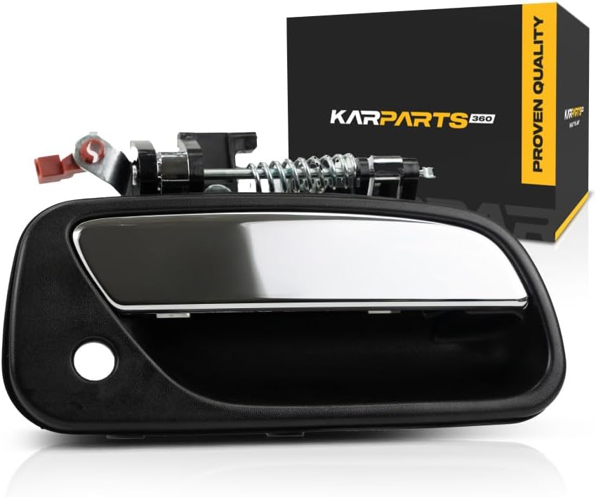 KarParts360 for Toyota T100 1993-1998 Exterior Door Handle Front, Passenger Side Black Bezel with Chrome Lever | with Key Hole | Trim:All Submodels | TO1311135 | 6921034020