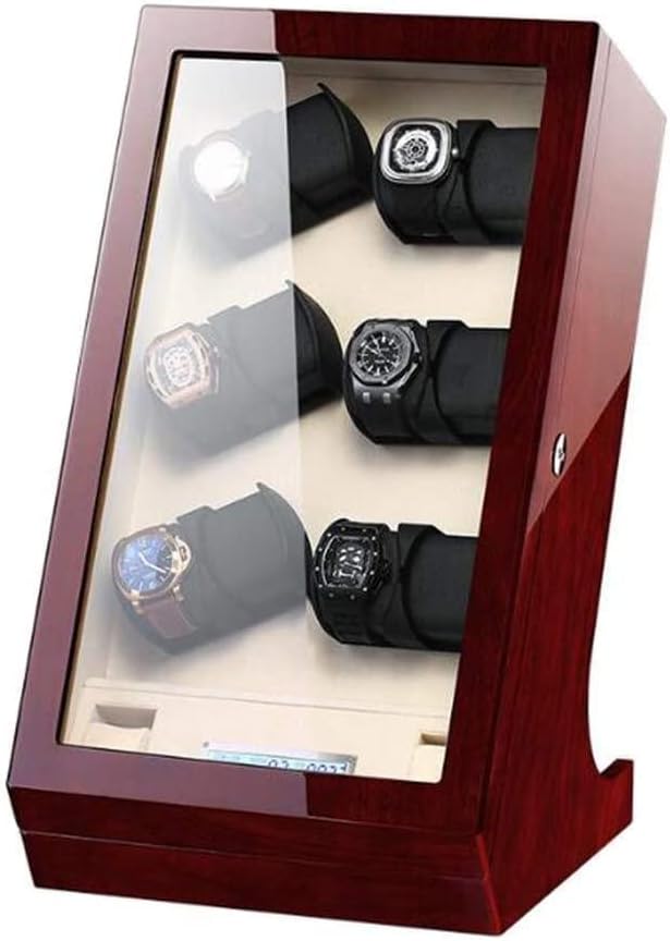Wooden Watch Winders for Automatic Watch, Mechanical Watch Winders Box Case Holder Display 2 Collect Positions 6 Motor Positions