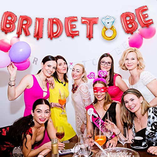 Image of Party Propz Bachelorette Party Decorations - Bride To Be Banner With Ring Foil Balloon | Bridal Shower Kit | Accessories, Red, 1 Piece
