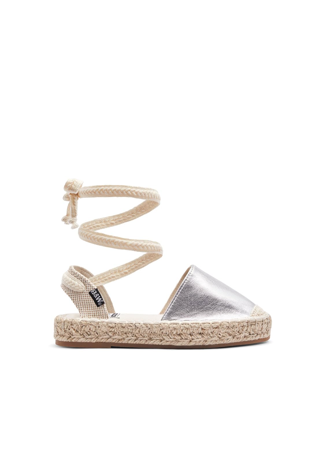 B&W Break&Walk - Alpargatas de Niña con Cinta para Niña (Plata/​Talla 33)