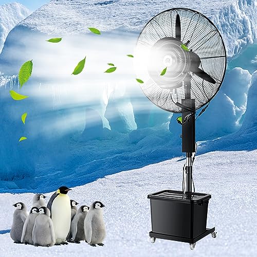 IYUESQ Ventilador Industrial de Pedestal con nebulización para Exteriores, Ventilador de Pedestal oscilante, Ventilador de pulverización, con Tanque Independiente, Tanque de Agua de 45 li