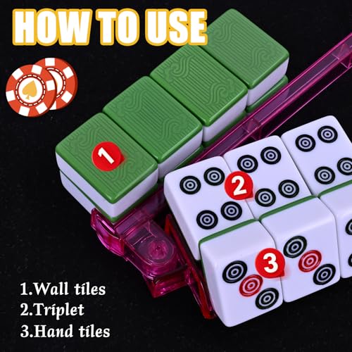 DAMAH Mahjong Racks with Pushers, All-in-One Mahjong Tile Pushers and Racks 4-Piece Set American Mahjong Accessories, Multi Color by DAMAH - Image 5