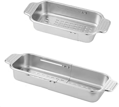 Cesta coladora sobre el fregadero, cesta de acero inoxidable expandible para fregadero de cocina, cesta de drenaje retráctil para drenar platos de