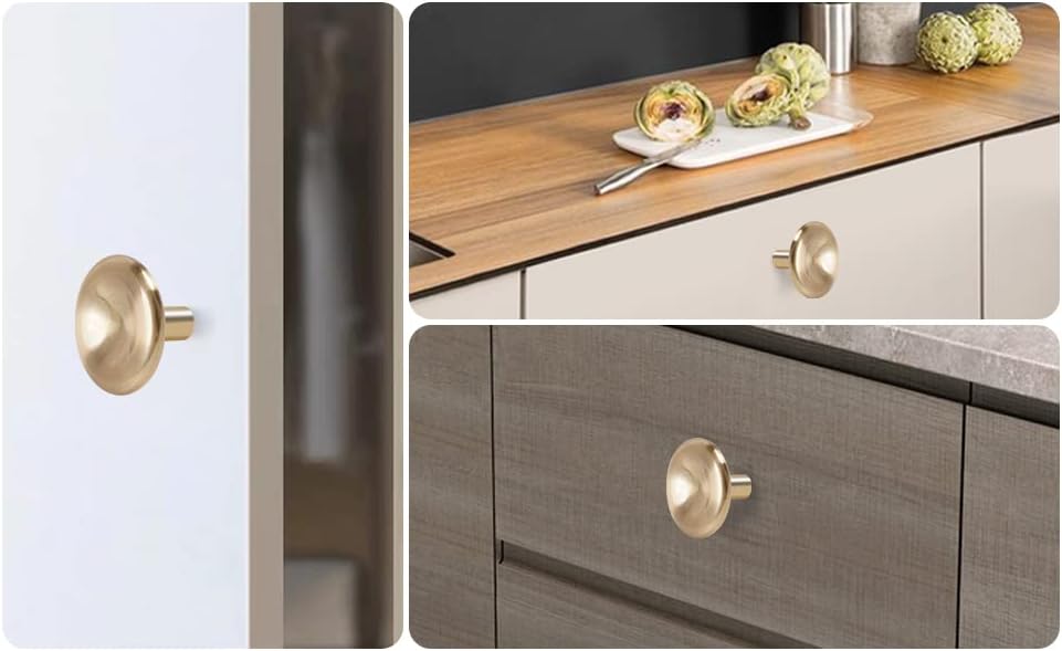 Miniatura 8 de NEGS Pomos de bronce cepillado de 1.57 pulgadas para gabinete, pomos de tocador, pomos de cajón, pomos dorados para gabinete, pomos de bronce