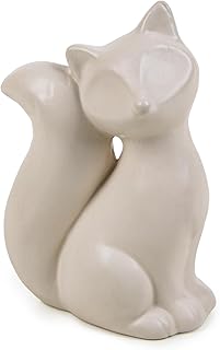 Logbuch-Verlag Smart Fox Figurine White Cream Porcelain Decorative Figure Autumn Christmas Modern Decoration 13.5 cm