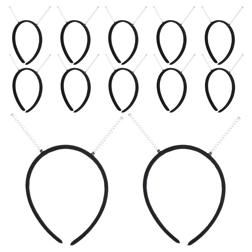 Healeved 12Pcs Headband with Springs Diy Antenna Headband Women Party Accessories - Spring Headwear for Halloween Costume and Festival 7.47 x 6.29 x 0.51 inches (Black)