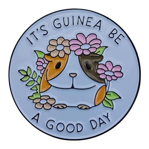 Image of Cute Guinea Pig Enamel Pin, IT'S GUINEA BE A GOOD DAY Pun, Funny Lapel Pin Badge Brooch for Clothes Backpack, Hat