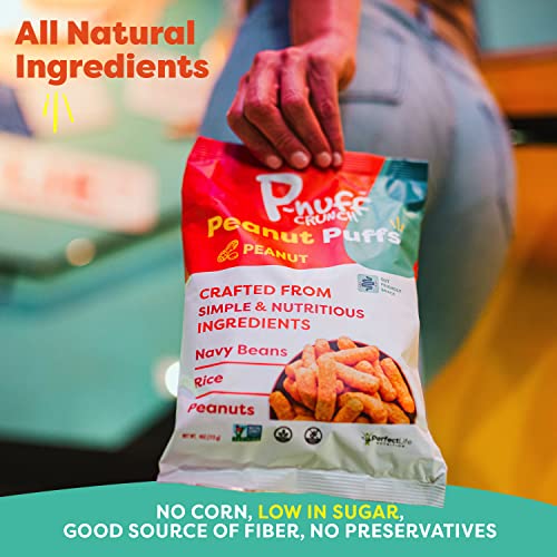 P-Nuff Crunch Baked Peanut Puffs - Healthy Snacks, Gluten Free, Vegan, 20G Vegan Protein Per Bag, Low Fodmap, Plant Based, Dairy Free, Gut-Friendly, As Seen On Shark Tank, 4Oz Bag, Roasted Peanut Pack Of 3 #TOP6