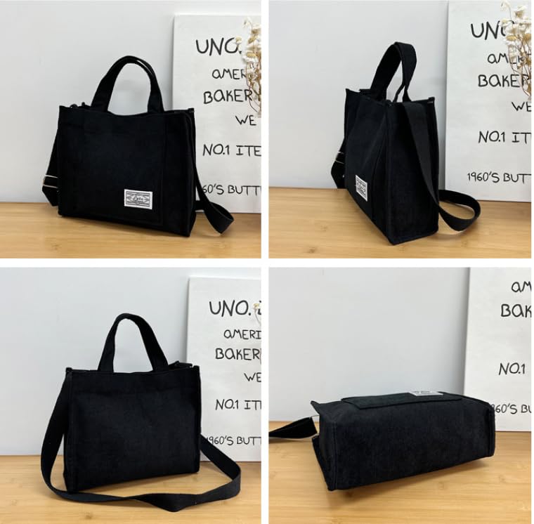 Corduroy Tote Bag for Women, Casual Shoulder Handbag with Adjustable Strap, Lightweight Crossbody Purse3