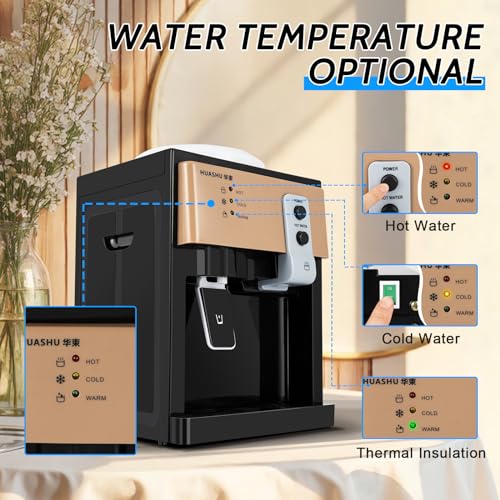 Top Loading Water Cooler Dispenser for 1.2-5 Gallons Buckets, Hot/Cold/Warm Water Dispenser, Freestanding Water Dispenser with Stainless Steel Inner Tank for Home or Office