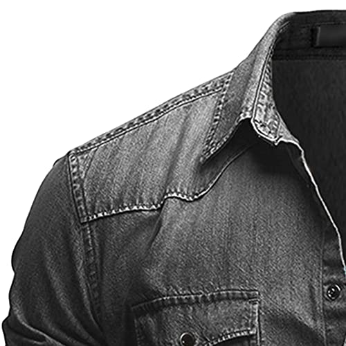 Camisa clásica de mezclilla para hombre manga larga M gris claro miniatura 3