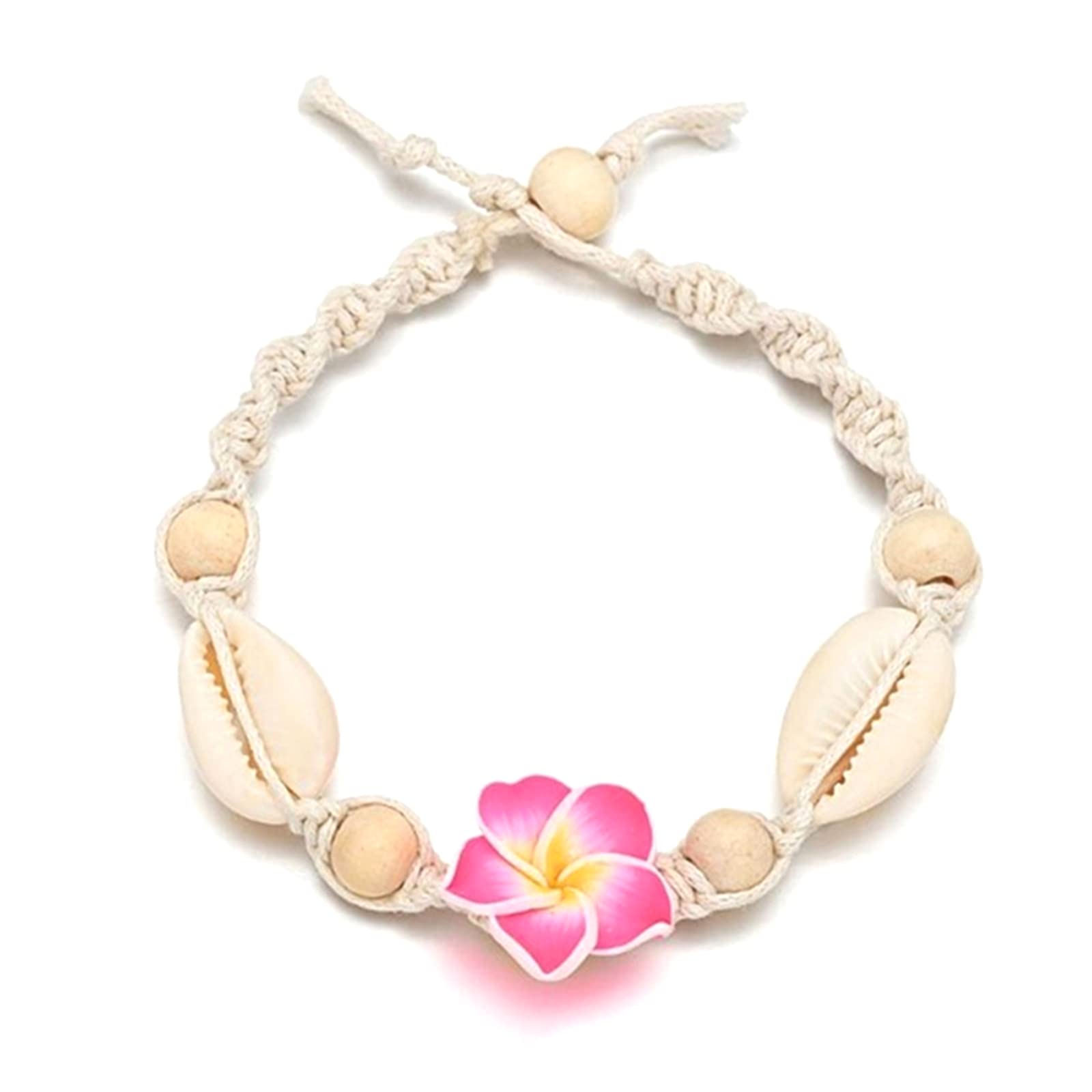 ROYJJ Fashion Shell Anklet Bracelets Beaded Foot Chain Sea Beach Flower Foot Ankle Bracelet for Women and Teen Girls flower shell anklet