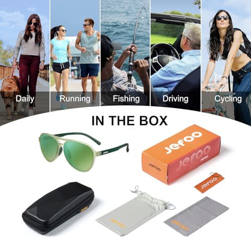 Image of Jefoo Polarized Aviator Sunglasses for Women Men Retro Trendy Sports Sunglasses for Outdoor UV400 Protection
