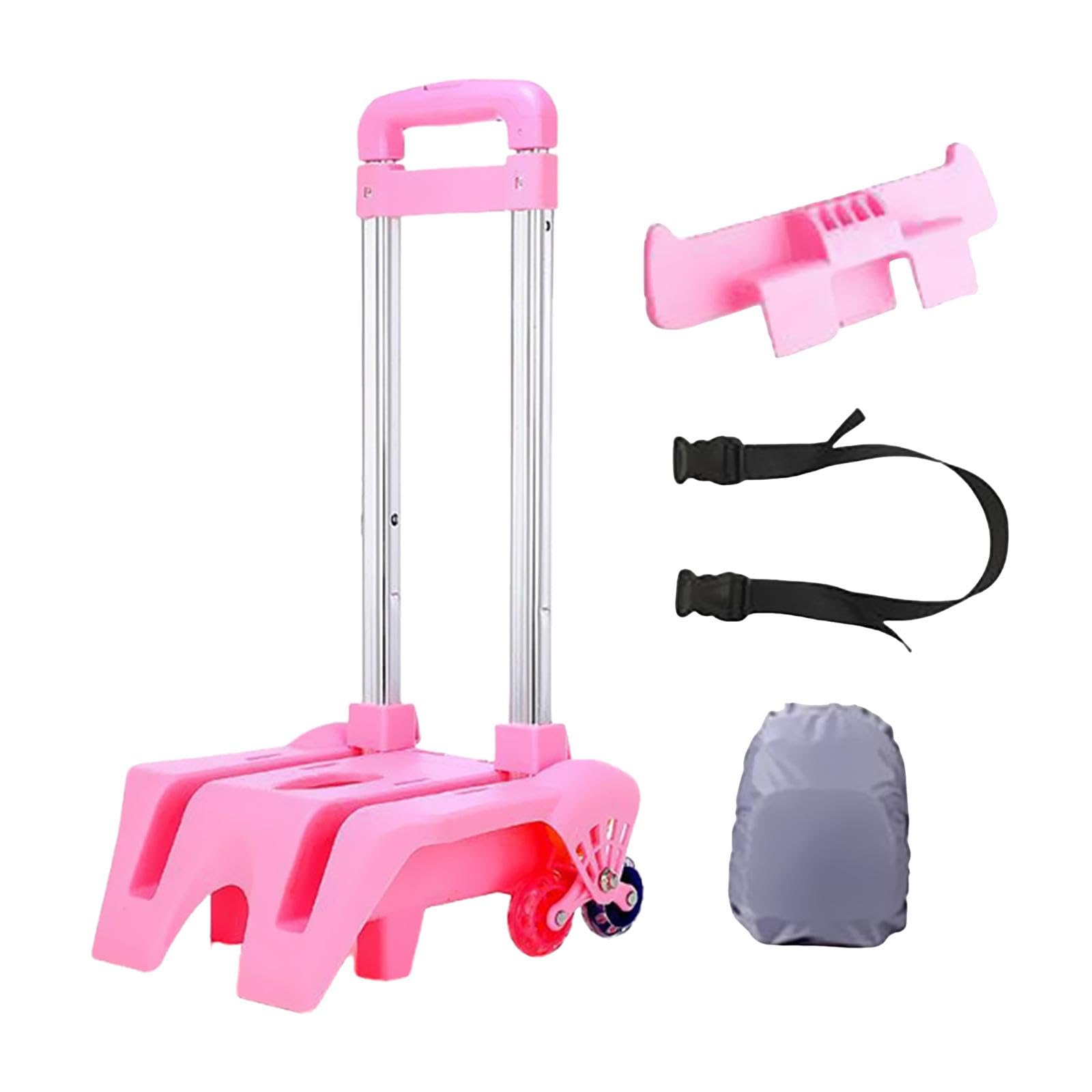 Chariot à dos et chariot à bagages de à 6 roues rose avec sangle et boucle