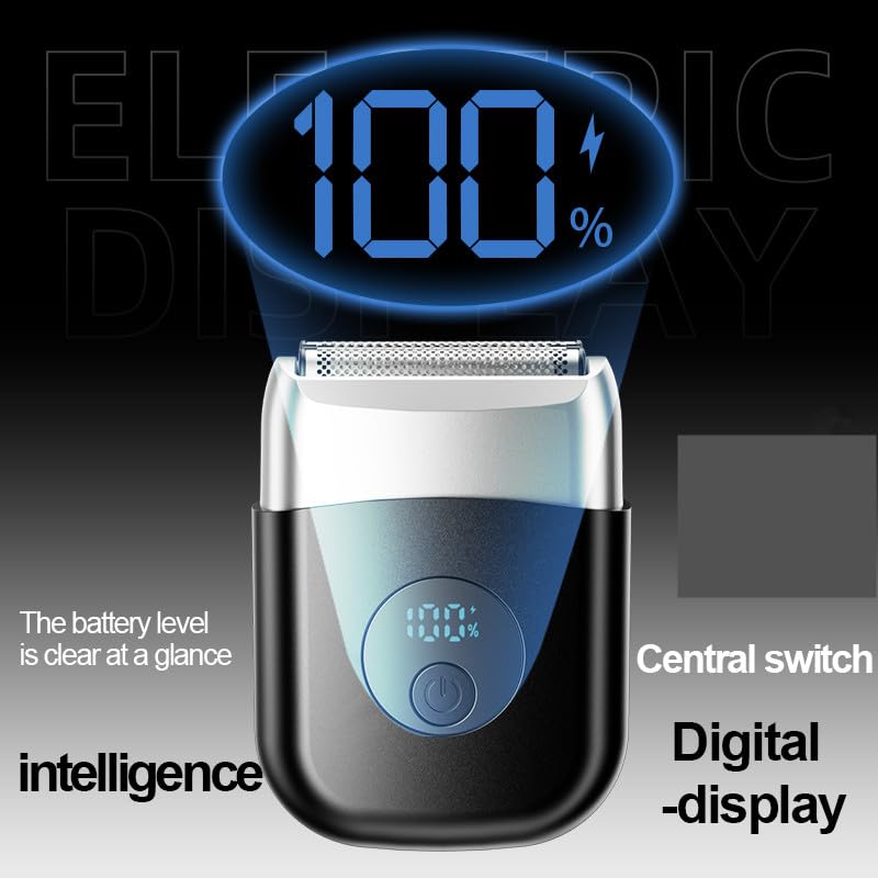 Image of Electric Foil Shavers for Men, New Mini Electric Razor with 3 Floating Blades, LED Display, USB-C Fast Rechargeable, Travel Portable Beard Trimmer for Men, Gifts for Dad Him (Black)