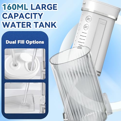 Nxpz Idropulsore Dentale Portatile, Apparecchio Dentale Elettrico Senza Fili Con 4 Modalità E 4 Ugelli, Serbatoio Estendibile 160 Ml, Ricaricabile USB-C, Impermeabile IPX7, Ideale Per Viaggi E Casa - 4