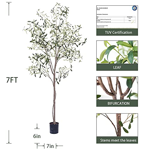 Phimos 7Ft Artificial Olive Tree (82") Tall Fake Potted Olive Tree With Planter Large Faux Olive Branches And Fruits Artificial Tree For Modern Home Office Living Room Floor Decor Indoor #TOP1