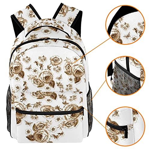 Sac à dos d'écolier motif fleur aquarelle coloré pour PC 14''