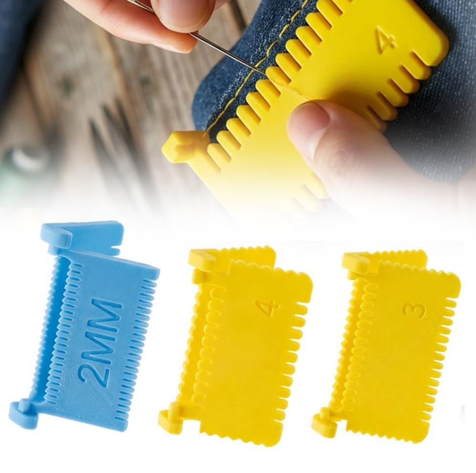 3 PCS Edge Stitch Lock and Sewing Gauge Set, Clip-On Sewing Ruler with 2/3/4mm Spacing, Quilting Sewing Templates, Edge Stitch Hand Sewing Guide Tool for Sewing