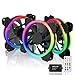 EZDIY-FAB Wentylator RGB 120 mm, RGB LED PC, wentylator do obudowy High Airflow, z kontrolerem i koncentratorem, 3 sztuki