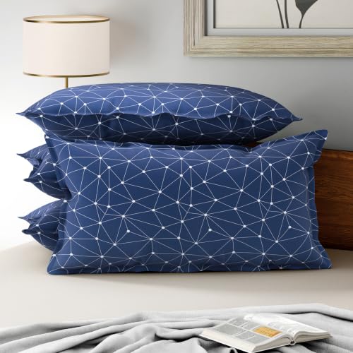 Image of Wakefit 100% Cotton Pillow Cover Set of 4 | 200 TC Soft & Breathable Pillow Cases | King Size 19 x 36 Inch | Skin Friendly, Durable & Gentle Machine Washable | Nicole