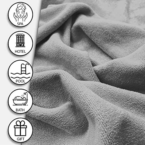 Image of Sassoon Venir Microfiber 4 Piece Towel Set 450 GSM (Grey Color) Ultra Soft Material, Towel for Daily use